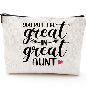 Blue Leaves Auntie Mothers Day Gifts Aunt Gifts from Niece Nephew Gifts for Aunts Birthday, Christmas, Appreciation Makeup Bag-You Put Great in Great