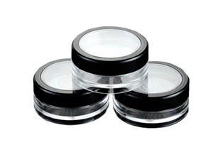6 Pcs 10g 10ml Empty Plastic Clear Makeup Jar Cosmetic Cream Face Powder Blusher Foundation Container Pots With Sifter And Black Rimmed Lid