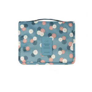 King&Pig Toiletry Bag Multifunction Cosmetic Bag Portable Makeup Pouch Waterproof Travel Hanging Organizer Bag Travel Storage Bag (blue flower)