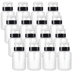 Hedume 16 Pack Push Down Empty Lockable Pump Dispenser Bottle, 6.8oz Professional Push Down Liquid Pumping Empty Bottle Dispenser for Nail Polish and
