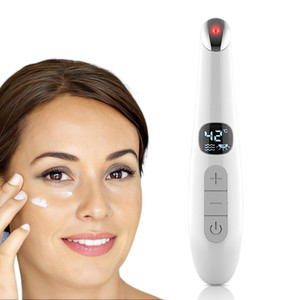 Vowleike Eye Lift Wand, 3 in 1 Vibrating Red Light 98°F to 113°F LCD Display Eye Massager for Dry Eyes, Dark Circles and Puffiness, Electrical Face,