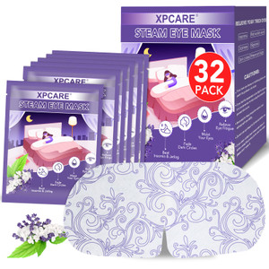 XPCARE 32 Pack Steam Eye Masks for Dry Eyes, SPA Warm Sleep Eye Mask, Disposable Heated Eye Mask for Dark Circles, Puffy Eyes, Relief Stress Eye Fati