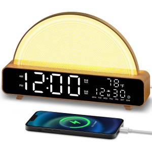 HAODINGMAI Sunrise Alarm Clock Wake Up Light with Sunrise Simulation White Noise Machine Touch Control Bedside Lamps Colors Atmosphere Lamp 30/60/90