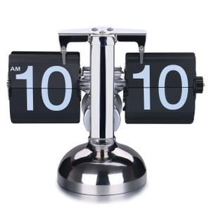 WoneNice Retro Digital Flip Down Clock -Battery Powered Internal Gear Operated Clock for Office Bedroom Kitchen School Hotel Café Décor- Black