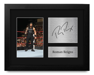HWC Trading Roman Reigns Framed Gift Signed Printed Autograph WWE Wrestling Print Photo Picture Display - US Letter Size
