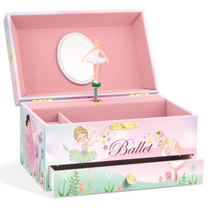 A&A Music Jewelry Box for Girls with Double Drawers and Big Storage Paired with Cute Mermaid Theme Rotating Playback the Tune for Beautiful Dream Lig