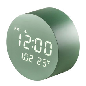 FLT Moonfall Wood Interior LED Desk Clock-Khaki (Designed in Korea)- Time, Date, Temperature Display, Customizable Alarms, Auto Brightness, Compact 3