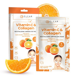 Clear Beauty Vitamin C & Collagen Under Eye Patches  Reduces Dark Circles, Puffiness & Fine Lines  Hydrating & Firming Eye Pads  Dermatologist Tes