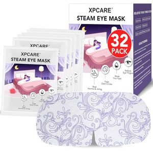 XPCARE 32 Pack Steam Eye Masks for Dry Eyes, SPA Warm Sleep Eye Mask, Disposable Heated Eye Mask for Dark Circles, Puffy Eyes, Relief Stress Eye Fati