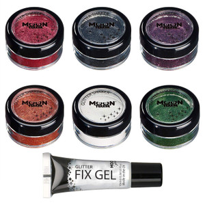 Halloween Glitter Shakers by Moon Terror - Set of 6 - SFX Make up, Festival Glitter for Face Body Hair, Special Effects Make up - 0.17g