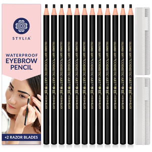 Stylia Waterproof Eyebrow Pencils For Women  Long-Lasting Microblading Supplies Brow Pencil, Perfect for Eyebrow Shaper, Filling & Defining Natural-