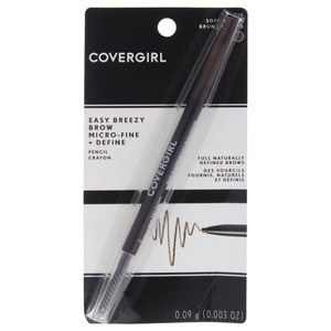 COVERGIRL Easy Breezy Brow Micro-Fine and Define Pencil, Soft Brown, 0.03 Pound , Brown Eyebrow Pencil, No Sharpening Needed, Built in Spoolie, Safe