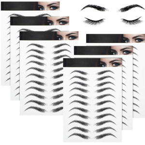Blulu 6 Sheets 4d Hair-like Waterproof Eyebrow Tattoos Stickers Transfers Temporary Brow Tattoo Peel off Grooming Shaping Sticker in Arch Style, 66 P