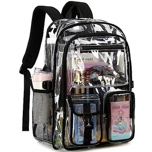 Abshoo Large Clear Backpack For Girls Women School Bookbag Heavy Duty Transparent Backpack (Black)