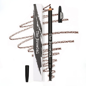 3 in 1, Skinny Eyebrow Pencil - 02 with Sharpener Cap & Spoolie Brush - Draws Tiny Brow Hairs & Fills in Sparse Areas & Gaps, Sharp Enable, Longwear,