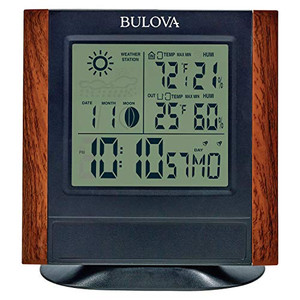 Bulova Forecaster Versatile Tabletop Clock, Brown & Black, B1708