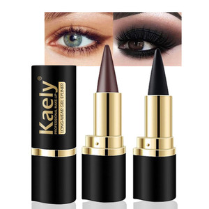 Kaely 2Pcs Black Brown Gel Eyeliner Pencil, Natural Black Eyeliner Cream for Waterline, Long Wear Crayon Eye Liner Waterproof Smudge Proof, Smokey Ey