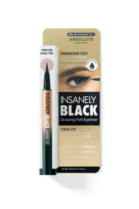 Absolute New York MELL01 Insanely Black Drawing Felt Liquid Eyeliner, Waterproof and Smudegeproof, Long Lasting, Contact Lens Friendly Liquid Eyeline