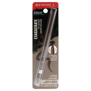 Rimmel London Exaggerate Waterproof Eye Definer Eyeliner, Highly Pigmented, Long-Wearing, Built-In Smudger, 212, Rich Brown, 0.01oz