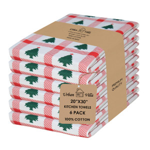 Urban Villa Kitchen Towels Harvest Stripes Print Dish Towels Set of 6 20"X30 100% Cotton Highly Absorbent Quick Drying Dish Cloths & Dish Towels Tha