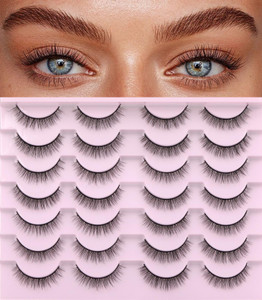 Kiromiro Natural Lashes Wispy Fake Eyelashes Nautal Look 10mm 3D Mink Lashes Extension Soft Strip Eyelashes Pack