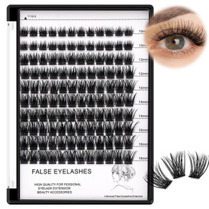 Bodermincer 120 Clusters 10mm+12mm/12mm+14mm/14mm+16mm Mixed Wide Cluster False Eyelash Individual Cluster EyeLashes Grafting Fake False Eyelashes Ey