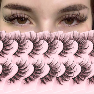 Geeneiya Lashes Wispy Mink Natural Eyelashes Spikes Lash Extensions Look Fluffy False Eyelashes 18mm Long Strip Lashes Cat Eye Eyelashes Fairy Look 7