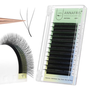 ANNAFRIS 3D Premade Fan W Shape Clover Eyelash Extensions 0.07 C Curl 12mm Self Fanning W Lashes Extension Makeup Supplies Professional Use (0.07 C,