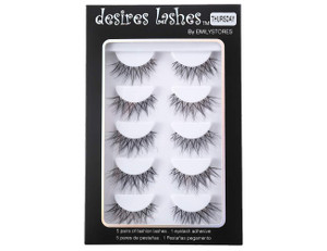 DESIRES LASHES False Eyelash Natural Wispy Fluffy Strip Style Asian Japanese Korean Clear Band Eye Lash 5 Pairs (04 Thursday)
