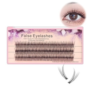 BODERMINCER 8-16mm to Choose Fish Tail Design 120pcs Thickness 0.1mm C Curl 12 Root Women Lady Individual Black False Eyelash Cluster Eye Lashes Exte