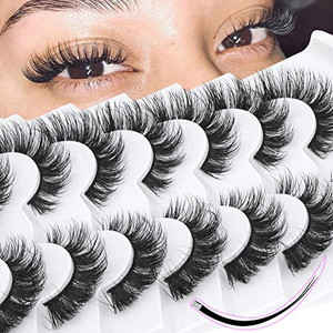 Geeneiya Mink Lashes Wispy False Eyelashes Cat Eye Lashes Natural Look 3D Strip Fake Eyelashes Pack, Long-lasting, Ultra-light, Cluster Lash Extensio