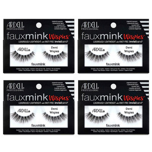 Ardell Faux Mink Lashes Demi Wispies Eyelashes  Knot-Free, Reusable Lashes Wispy for Seamless Blending, 4 Pack
