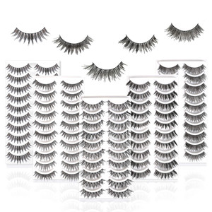50 Pairs 5 Styles MUSELASH False eyelashes set professional 100% Handmade natural, glamorous, demi wispies, volume multipacks, cotton band, 10 Pairs