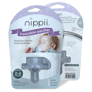 Nippii Freezable Pacifier for Baby Teething Relief - Safe Infant Teether with Cooling Effect - Easy to Clean, Medical Grade Soft Silicone - BPA Free