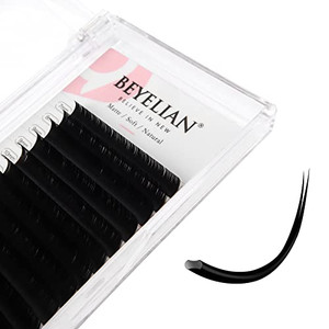 BEYELIAN Flat Eyelash Extension, Ellipse Lash Extensions 0.15/0.20 C/D Curl 7-15mm 16 Rows Matte Black Eyelash Extension Supplies Classic Lash Extens
