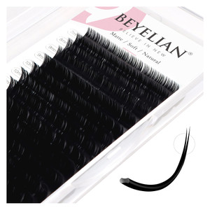 BEYELIAN Ellipse Flat Eyelash Extension, 16 Rows 0.20mm C Curl 7-15mm Mixed Length Lash Extension Matte Black Professional Eyelash Extension Supplies