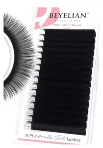 BEYELIAN Ellipse Flat Lash Extension 16 Rows 0.15 C Curl 15mm Single Length Tray Flat Eyelash Extension Matte Black Classic Lash Extensions Professio