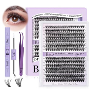 DIY Lash Extension Kit 280pcs Individual Lashes Cluster D Curl Eyelash Extension Kit Lash Clusters with Lash Bond and Seal and Lash Applicator Tool f