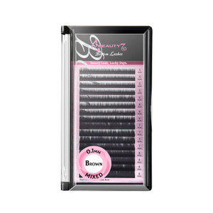 Beauty7 Black Eyebrow Extensions Eyebrow Lash Matte Individual Eyebrow False Lash Extension Tray Synthetic Mink 0.1mm Thickness Mixed 5/6/7/8mm Lengt