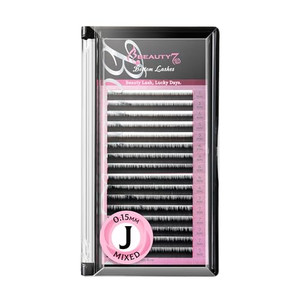 Beauty7 Mixed Volume Under Bottom Lower Individual False Eyelash Extension Tray Matte Synthetic Mink Lash (0.15 Thickness, J Curl)