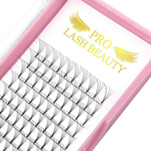 PRO LASHBEAUTY Premade Fans Eyelash Extensions 5D-D-0.10-12 Black PTB Vegan Volume Lash Extensions 9 to 20 mm Pair