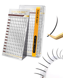 NAGARAKU Spikes Eyelash Extensions Wispy Lash 0.07mm D curl 8-15mm Mix Tray Premade Fan Matte Black Individual Ellipse Spikes Fans Fairy Eyelashes DI