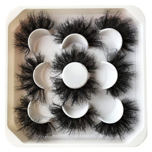 Pooplunch False Eyelashes 25MM Volume Dramatic Faux Mink Lashes 5 Pairs Long Thick Messy Crossed Fake Eye Lashes Strips Pack