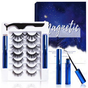 Magnetic Eyelashes and Eyeliner Kit, Premium Magnetic Lashes 3D Natural Look with Eyeliner and Tweezers, Lightweight & Sweatproof False Eyelashes No