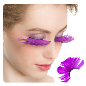 Dorisue Feathered Eyelashes Purple Light and Dark for Christmas Party Cosplay Costume Dramatic Feather False Eyelashes Long Party Use 3D Fake Eye Las