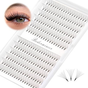 Dedila Short Stem Nature Long 10D Premade Fans Dramatic Volume Eye Lashes Extensions Thickness 0.07mm D Curl Soft and Light Weight Individual False E