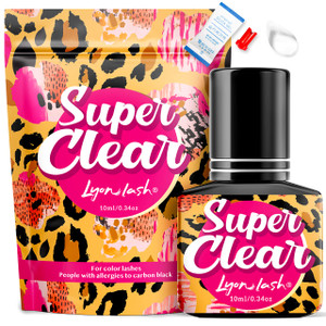 Lyon Lash Super Clear Eyelash Extension Glue 10ml | 1-2 Sec Drying Time | 6-8 Weeks Retention | Maximum Bonding Transparent Adhesive | Professional E