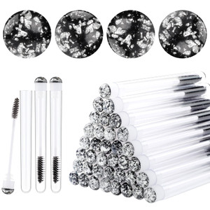 Dming 50pcs Eyelash brush Lash Wand Makeup tool Eyelash Extension supplies Cleaning brush Diamond Mascara foil black