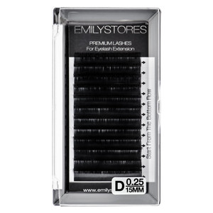 EMILYSTORES Eyelash Extensions 0.25mm Thickness D Curl Length 15mm Natural-Looking Individual Volume Eyelashes For Lash Extensions(0.25,D,15mm)