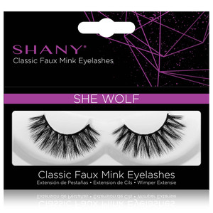 SHANY Classic Faux Mink Eyelashes - Durable Single Pair 3D Reusable Fluffy and Soft Strip Lash with Medium Volume - SHE WOLF